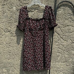 Row A Floral Shirred Mini Dress Size L